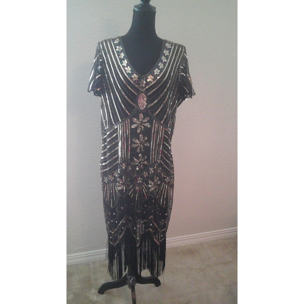 Fundaisy Black Sequined Flapper Dress Size 3X (Runs Small)